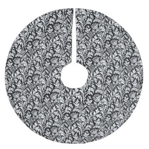 William Morris Distel Damast, Schwarz und Weiß Polyester Weihnachtsbaumdecke