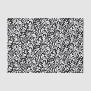 William Morris-Distel-Damast, Schwarzweiss Seidenpapier