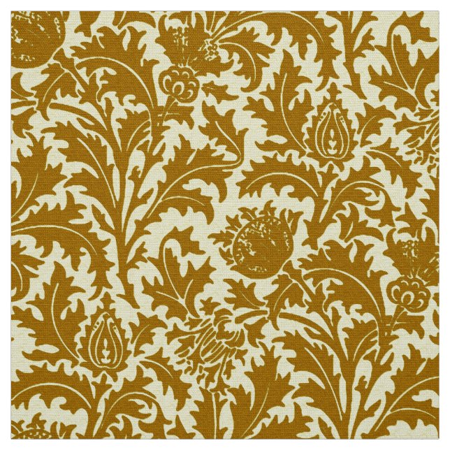 William Morris-Distel-Damast, Senf-Gold Stoff (Muster)