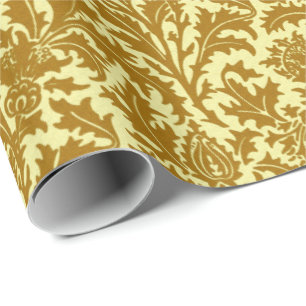William Morris Distel Damast, Senfgold Geschenkpapier