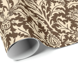 William Morris-Distel-Damast, Taupe TAN u. Beige Geschenkpapier
