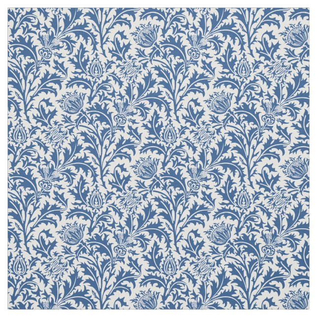 William Morris-Distel-Muster-Blau und Weiß Stoff (Muster)