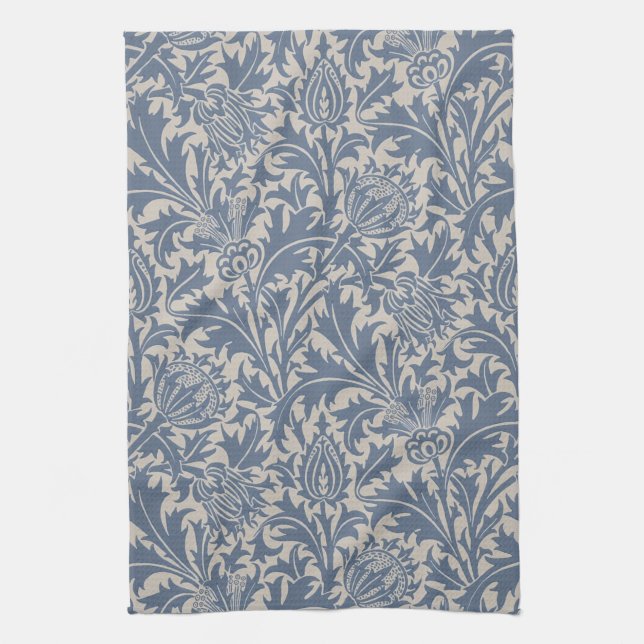 William Morris Distel-Sage-Blau-Muster Geschirrtuch (Vertikal)