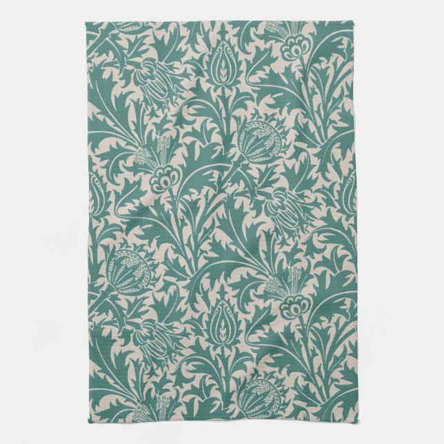 William Morris Distel Sagegrün-Muster Geschirrtuch (Vertikal)