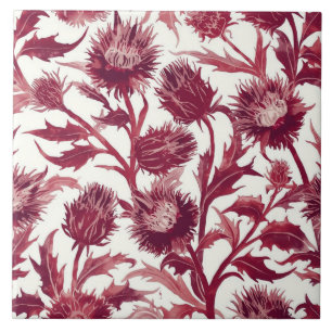 William Morris Distelblüte tief burgunderrot Fliese