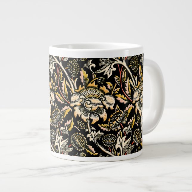 William Morris dunkle blumenreiche Arabeske Jumbo-Tasse (Vorderseite Rechts)