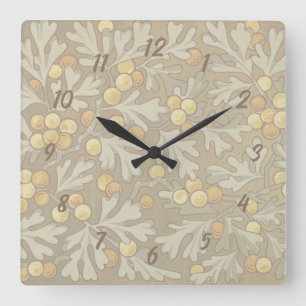 William Morris Eichen- und Eichhörnchen-Quadratuhr Quadratische Wanduhr
