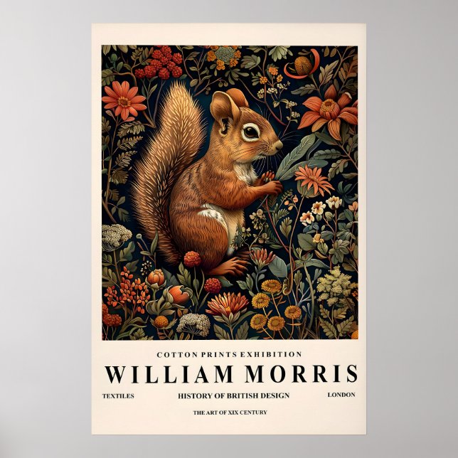 William Morris Eichhörnchen-Druck Botanisch Poster (Vorne)