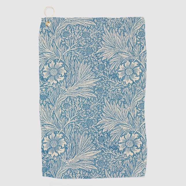 William Morris - Elegant Blue Marigold Golfhandtuch (Vorderseite)
