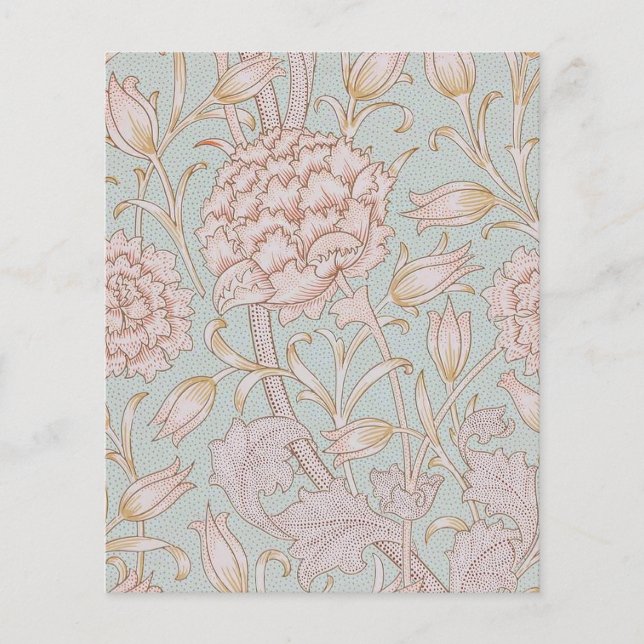 William Morris, Elegant Pink Wild Tulips Soft Blue (Vorderseite)