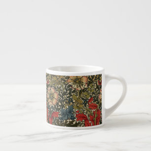 William Morris Elegantes Blumenmuster Rot Grün Espressotasse