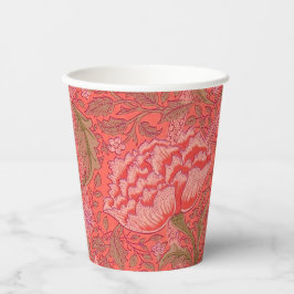 William Morris - Elegantes Rot & Rosa Floral Pappbecher