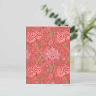 William Morris - Elegantes Rot & Rosa Floral Postkarte