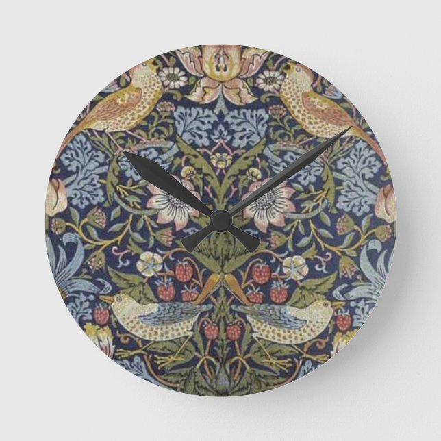 William Morris-Erdbeerdieb-Entwurf 1883 Runde Wanduhr (Vorderseite)