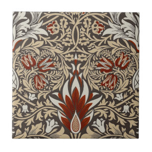 William Morris Erdig Braun Florales Tapetenmuster Fliese