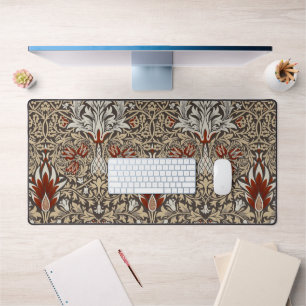 William Morris Erdig Braun Florales Tapetenmuster Schreibtischunterlage