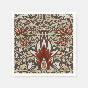 William Morris Erdig Braun Florales Tapetenmuster Serviette