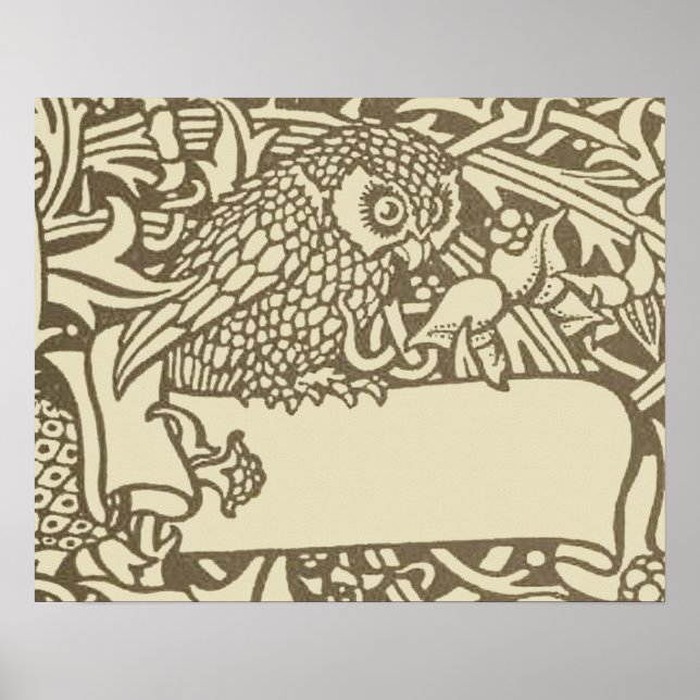 William Morris Eule Florales Vintage-Design Poster (Vorne)