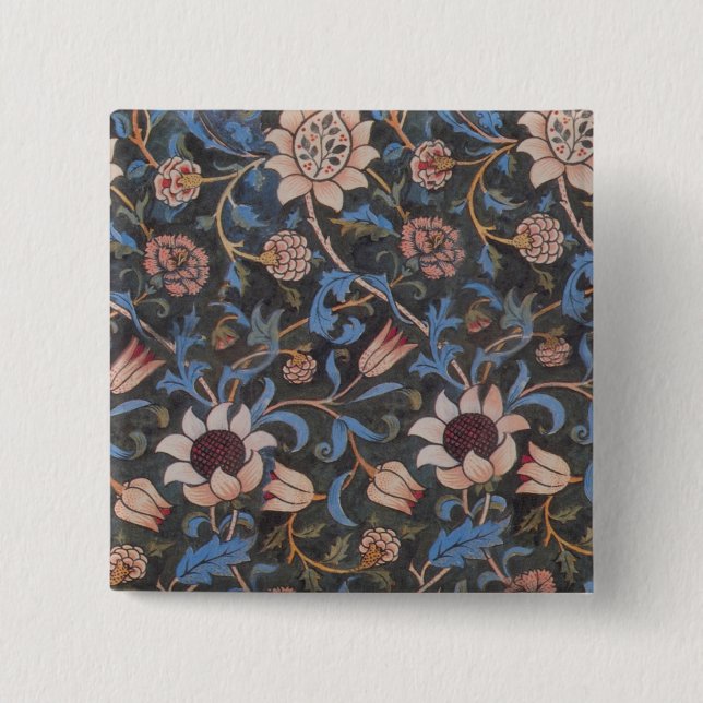 William Morris Evenlode Textile Floral Art Button (Vorderseite)