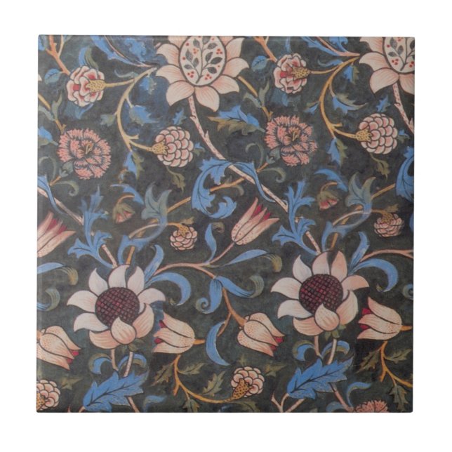 William Morris Evenlode Textile Floral Art Fliese (Vorderseite)