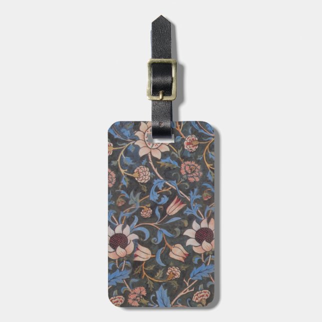 William Morris Evenlode Textile Floral Art Gepäckanhänger (Vorderseite vertikal)