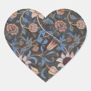 William Morris Evenlode Textile Floral Art Herz-Aufkleber