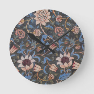William Morris Evenlode Textile Floral Art Runde Wanduhr