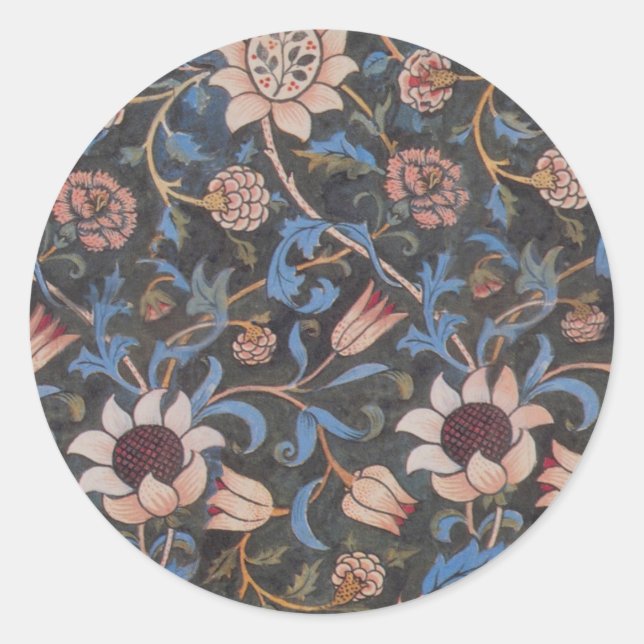 William Morris Evenlode Textile Floral Art Runder Aufkleber (Vorderseite)