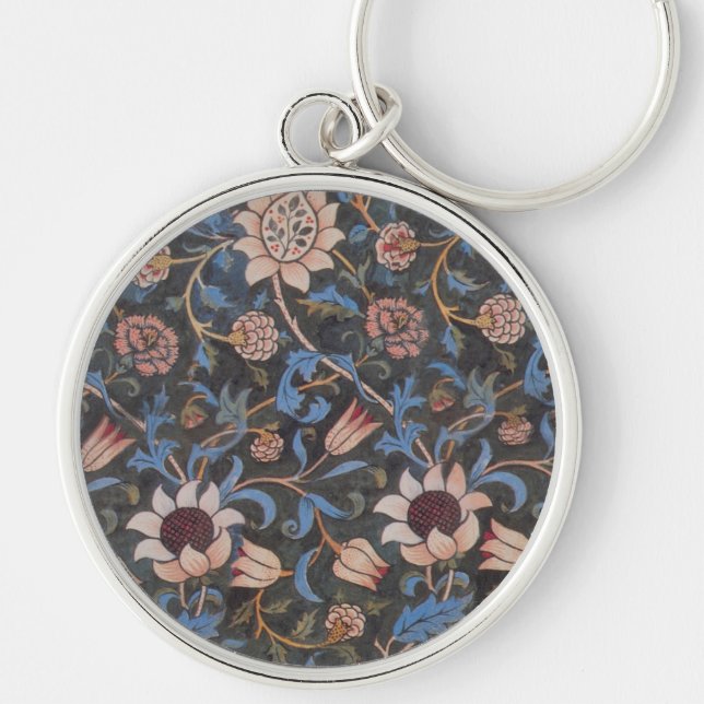 William Morris Evenlode Textile Floral Art Schlüsselanhänger (Vorne)