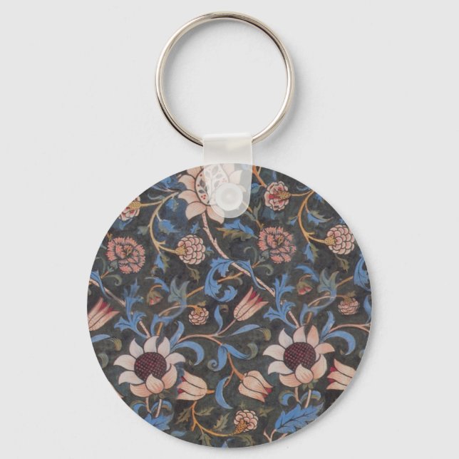 William Morris Evenlode Textile Floral Art Schlüsselanhänger (Vorderseite)