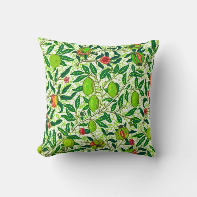 William Morris Exotic Frucht, Limettengrün Kissen (Vorderseite)