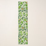 William Morris Exotic Frucht, Limettengrün Schal<br><div class="desc">Lang Schal im William Morris Art Nouveau Muster von Limes,  Granatäpfeln und Pfirsichen,  mit Blüten,  auf grünen Zweigen - Früchte in Kalkgrün und Korallenorange,  mit grünen Blätter,  vor gemustertem,  kalmhaltigem,  grünem und weißem Hintergrund</div>