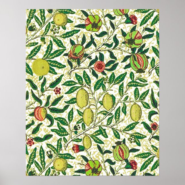 William Morris Exotic Frucht, Zitronen und Pfirsic Poster (Vorne)