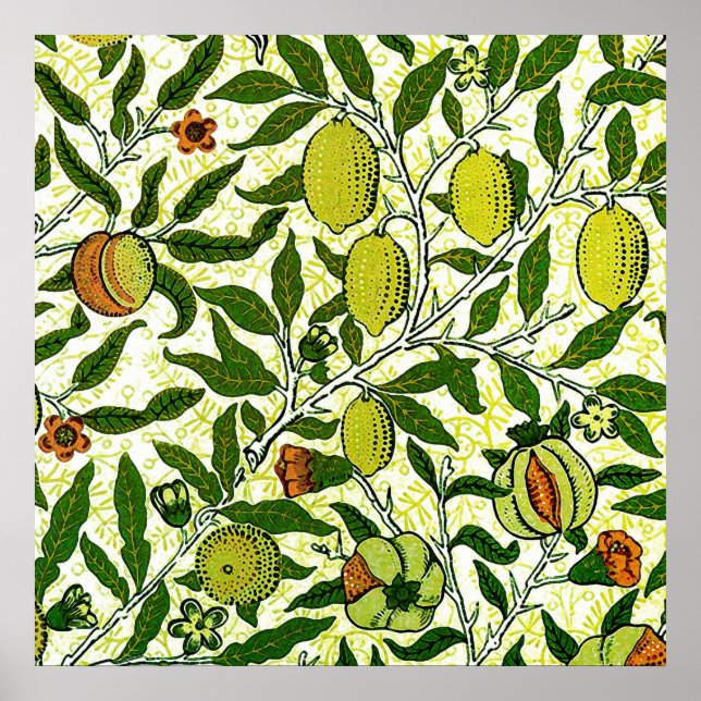 William Morris Exotic Frucht, Zitronengelb Poster (Vorne)