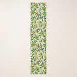 William Morris Exotic Frucht, Zitronengelb Schal<br><div class="desc">Lang Schal im William Morris Art Nouveau Muster von Zitronen,  Granatapfelsen und Pfirsichen,  mit Blüten,  an grünen Zweigen - Früchte in Gelb und Korallenorange,  mit grünen Blätter,  mit gemustertem,  gelben und weißem Hintergrund</div>