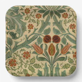 William Morris Fall Colors, Vintage Floral Pattern Pappteller
