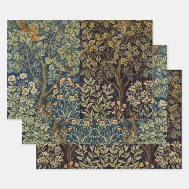 William Morris Fasan Vogel Baum Blume Waldland Geschenkpapier Set (Set)