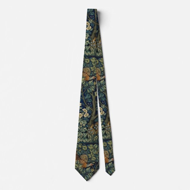 William Morris Fasan Vogel Baum Wald Krawatte (Vorderseite)
