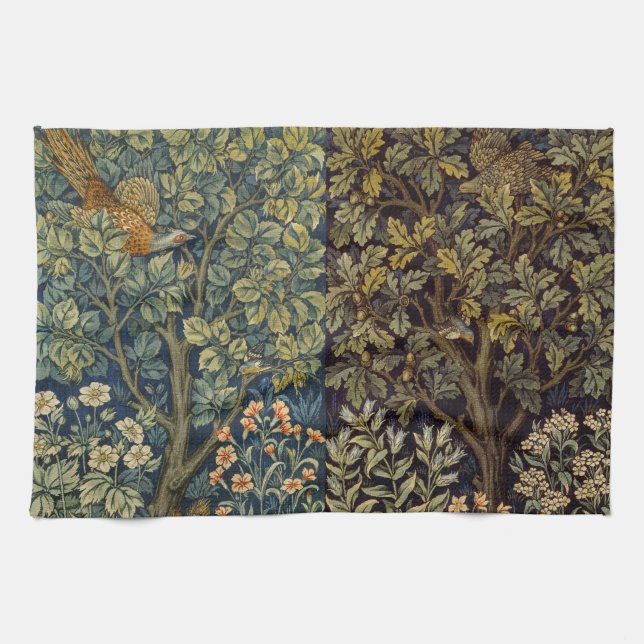 William Morris Fasan Waldvogel Baum Geschirrtuch (Horizontal)