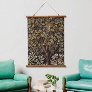 William Morris Fasanenhenne Vogel Baum Botanisch Wandteppich Mit Holzrahmen