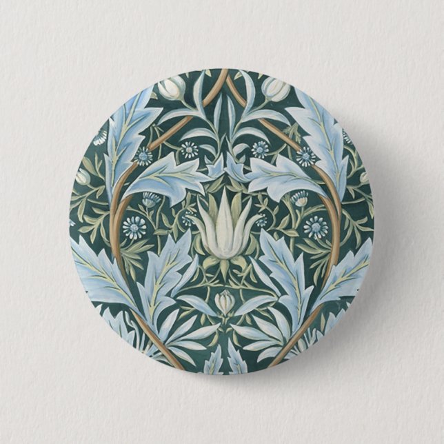 William Morris Fine Floral Wallpaper Pattern Button (Vorderseite)