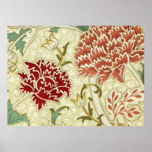 William Morris Fine Red Floral Wallpaper Poster
