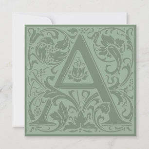 William Morris Floral Alphabet Monogram Letter A Einladung