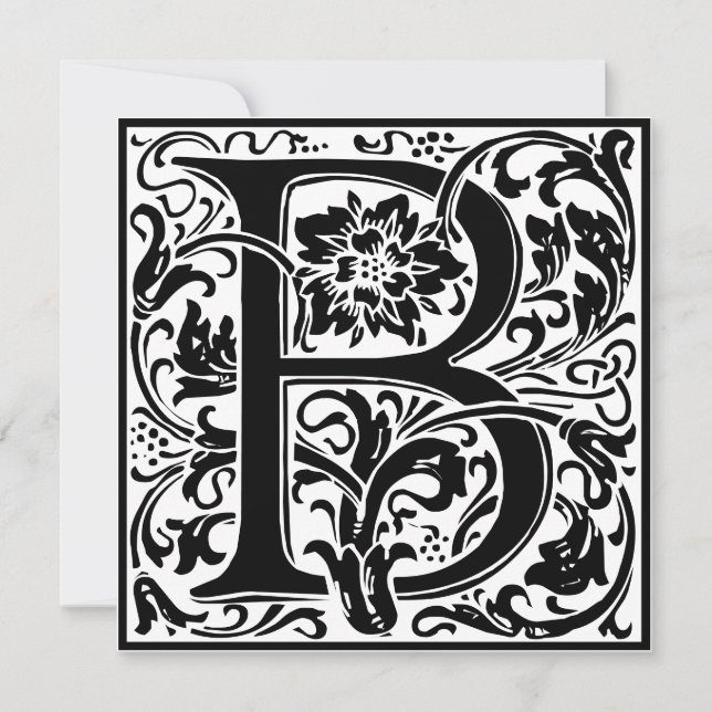 William Morris Floral Alphabet Monogram Letter B Einladung (Vorderseite)