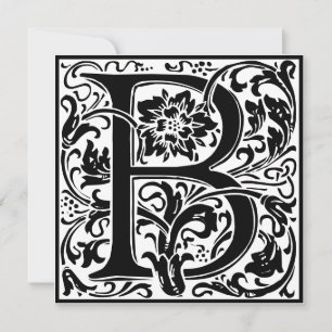 William Morris Floral Alphabet Monogram Letter B Einladung