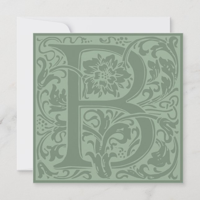 William Morris Floral Alphabet Monogram Letter B Einladung (Vorderseite)