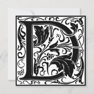 William Morris Floral Alphabet Monogram Letter D Einladung