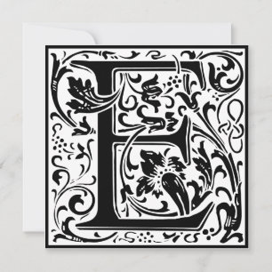 William Morris Floral Alphabet Monogram Letter E Einladung