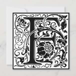 William Morris Floral Alphabet Monogram Letter F Einladung