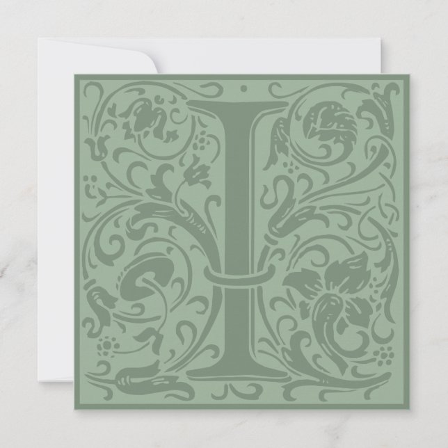 William Morris Floral Alphabet Monogram Letter I Einladung (Vorderseite)